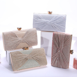 European and American Fashion Evening Bag Ruched <b>Bow</b> Small Square Bag, Party Clutch Crossbody Bag for Women - Product Image 2