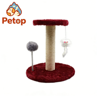Petop Griffoir pour chat de petite taille avec balle suspendue et jouet à ressort, poteau à griffer en sisal renforcé avec perchoir en peluche courte, gris