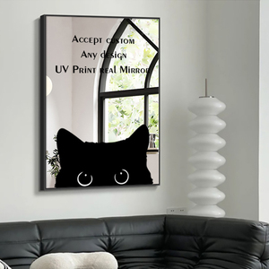 Nhà máy tùy chỉnh bất kỳ UV in bất gương in trang trí tường PS khung Áp phích sơn trên gương - Product Image 1