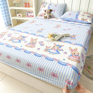Colcha individual estampada de algodón 100% personalizada de fábrica con diseño de banda elástica alta Protector de colchón ropa de cama sábana bajera - Product Image 1