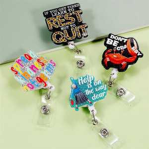 New Acrylic Crab Glitter Retractable Badge/<b>ID</b> <b>Holder</b> REST QUIT Office Irregular Shaped Telescopic Buckle - Product Image 2