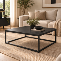 Table basse moderne pour bureau ou salon, table centrale rectangulaire en métal avec structure en acier fin et revêtement en poudre minimaliste