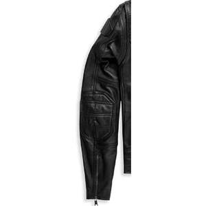 Veste de motard en cuir de vache véritable pour homme, manches longues, coupe-vent, style café racer, noire - Product Image 1