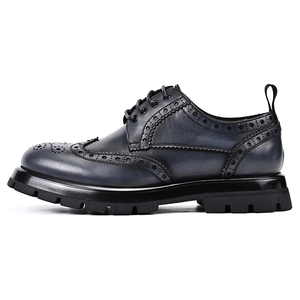 Chaussures habillées élégantes à lacets en cuir de vache couche supérieure Chaussures de <span class=keywords><strong>derby</strong></span> <span class=keywords><strong>bleu</strong></span> foncé en cuir de vachette de bureau d'affaires pour hommes - Product Image 5