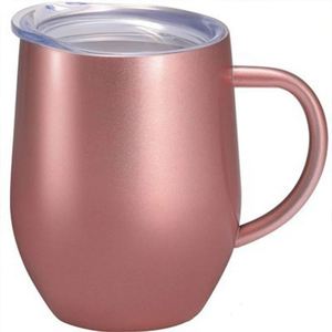 Gobelet isotherme en acier inoxydable avec poignée et couvercle, tasse à café à double paroi isolée pour les voyages, le bureau, ou comme cadeau - Product Image 1