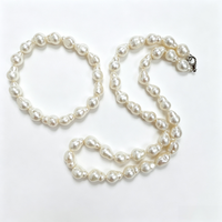 Collier de perles d'eau douce baroques en forme de gourde de 8-9 mm, perles cultivées naturelles, fermoir en argent S925, bijoux statement pour femmes