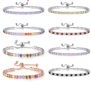 สร้อยข้อมือทองแดงชุบทองสำหรับผู้หญิงสร้อยข้อมือเทนนิสเพทายสีดำ - Product Image 1