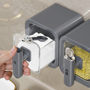 <b>Wall</b> Mounted Spice Container Set Airtight Kitchen Seasoning Jar With <b>Digital</b> <b>Clock</b> For Solid Condiments M Size - Product Image 4