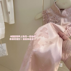Childrens Cheongsam Dress Solid Color Cotton Summer Party Wear For Baby Girl - Product Image 4
