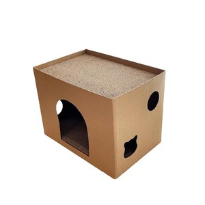 Lit pour chat en carton et griffoir intégrés, lit pour chat en carton ondulé et griffoir intégrés, disponible dès maintenant, à deux étages - Product Image 1