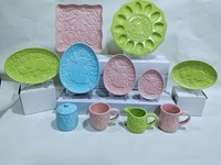 Assiettes à salade carrées en céramique de 8 pouces peintes à la main Design moucheté moderne Plats de dîner plats pour les ensembles de décoration de Pâques