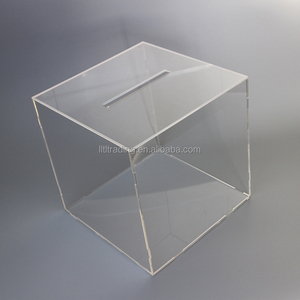 Paquet de boîte à cartes Boîte de rangement pour cartes à collectionner en plexiglas acrylique transparent avec couvercle Boîte à papier carrée pour fentes pour cartes personnalisées - Product Image 1