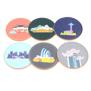 Popular Colorful Custom Printing Leatherette Coaster Personalized Custom Leather Coasters for Drinks