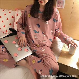 Pigiama da Donna Traspirante a Maniche Lunghe, <span class=keywords><strong>Set</strong></span> Due Pezzi Carino per Studentesse, Leggero per Autunno/Primavera/Estate, Abbigliamento da Casa - Product Image 4