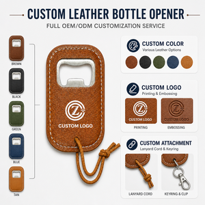 Ouvre-bouteille vintage en cuir Crazy Horse, gravé avec un logo personnalisé, insert en acier inoxydable, cousu à la main, ouvre-bouteille portable pour bouteilles de bière - Product Image 4