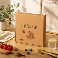 Boîte à pizza en papier kraft écologique avec logo personnalisé, boîte à pizza en carton ondulé pour la restauration à emporter, emballage alimentaire, usine OEM
