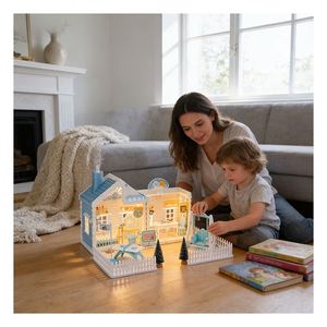 Modelo de Casa en Miniatura Contemporánea con Luces y Muebles, Casa de Muñecas de Plástico, Regalo para Niños, Adultos y Coleccionistas - Product Image 6