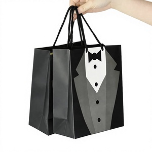 Sacs fourre-tout en matériaux recyclés avec poignées longues pour garçons d'honneur, pour mariage, fête des pères, décoration de fête, cadeaux et friandises - Product Image 3