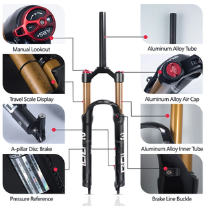 BOLANY VTT <span class=keywords><strong>Suspension</strong></span> complète 26/27.5/29 pouces 120mm fourchette de vélo en alliage de magnésium dégagement rapide vtt vélo fourche à air - Product Image 2
