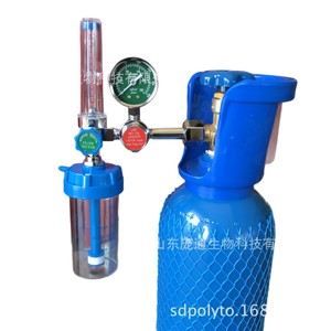 Bouteille d'oxygène en acier sans soudure de 0,10 L, 37Mn, bouteille de gaz médical avec valve à poignée, certifiée DOT, couleur bleue, modèle 6 kg - Product Image 2
