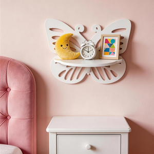 Étagère murale de rangement moderne de style papillon, en fibre de polyester, séchage rapide, imperméable - Product Image 2