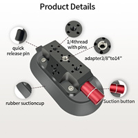 Support de fixation pour caméra reflex numérique YUANYUJINGMI à ventouse pour voiture, en alliage d'aluminium CNC, avec trous de vis 1/4" et 3/8", compatible universel, charge maximale 45 kg