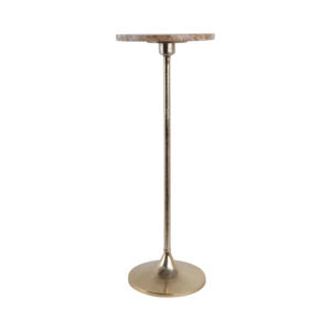 Elegante tavolino da salotto sottile in metallo con piano in marmo e base a tromba per l'arredamento della stanza - Product Image 1