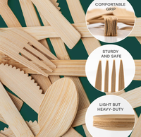 Ensemble de couverts jetables en bambou écologiques pour mariages, vaisselle recyclable et biodégradable en gros