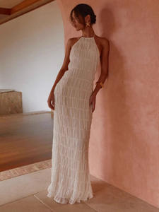 Vestido <span class=keywords><strong>de</strong></span> <span class=keywords><strong>Verano</strong></span> Z-211 para Mujer, Estilo Sexy, Plisado, Material <span class=keywords><strong>de</strong></span> Poliéster, Diseño Digital Sólido, Vestido Informal para Vacaciones - Product Image 3