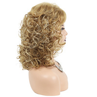 Perruque bouclée mi-longue synthétique VERA Premium, fabriquée à la machine, sans colle, pour femme, avec frange, style européen et américain, volumineuse, en gros
