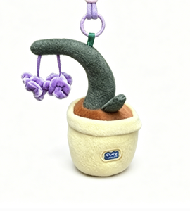 Porte-clés en peluche Lys du Val parfumé en <span class=keywords><strong>pot</strong></span>, simulation <span class=keywords><strong>de</strong></span> <span class=keywords><strong>fleur</strong></span> violette, plante en peluche, pendentif avec perles parfumées, mignon, unisexe, 12 cm - Product Image 1