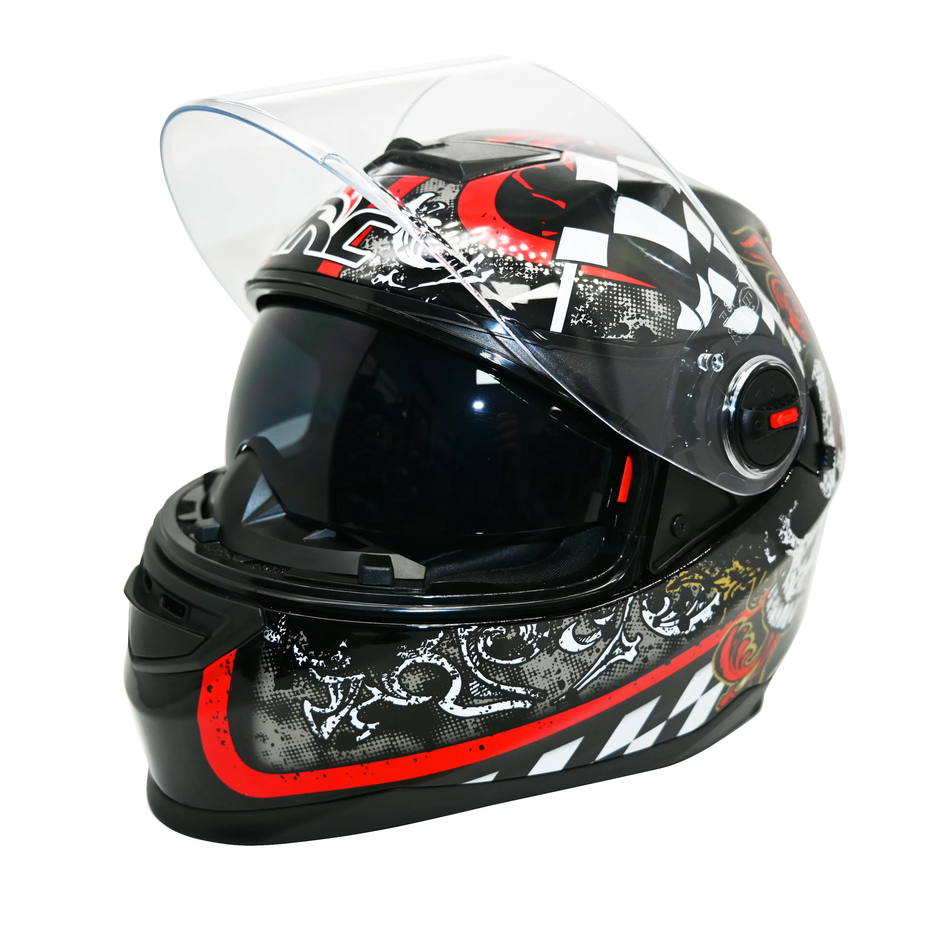 Helm sertifikasi Dot sepeda motor kualitas tinggi OEM ODM helm sepeda motor kustom Visor ganda helm dewasa wajah penuh