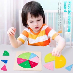 Disque d'apprentissage des fractions <span class=keywords><strong>en</strong></span> bois et tableau cognitif pour élèves du primaire - Outils pédagogiques éducatifs pour enfants (4-6 ans) - Product Image 1