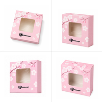 Caja de Papel Rosa Sakura de Lujo con Materiales Reciclados, Ventana de PVC, Forro de Esponja, Cajas Cosméticas Impresas Personalizadas para Productos de Belleza Pequeños