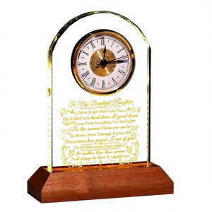 Ornalrist <b>Digital</b> Glass <b>Clock</b> Wooden Warm Light Base Art Deco Design Rectangular Shape Corded Snooze Function Anniversary Gift - Product Image 4