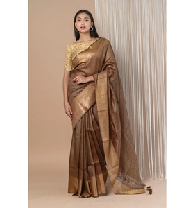 ผ้าส่าหรีผ้าไหมทัสซาร์แท้หลากสีคลาสสิกสำหรับผู้หญิงมอบผ้าม่านที่หรูหราและงานฝีมือชั้นเยี่ยมสำหรับอินเดียแบบพิเศษ - Product Image 1