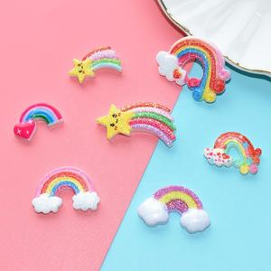 Surtido de dijes de resina de nubes de arcoíris de dibujos animados, cabujones de resina artesanales de meteoritos Kawaii para el cabello de niños o accesorios de refrigerador - Product Image 4