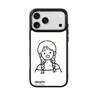 Coque de téléphone AG Feeling Black Edge avec motif gril et queue de cheval pour iPhone 17, 17 Pro Max, 16 Pro, 15, 15 Pro Max, coque magnétique
