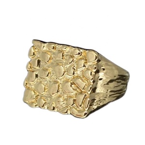 Anillo Cuadrado Estilo Nugget Bañado en Oro de 18k, <span class=keywords><strong>Joyería</strong></span> de Moda con Encanto y Personalidad <span class=keywords><strong>para</strong></span> <span class=keywords><strong>Hombre</strong></span>/Mujer - Product Image 6