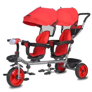 Low price china 3 wheel kids double seat tricycle / double seat children tri cycles / cheap kids tricycle for sale