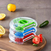 3 In 1 Roterende Ronde Groentefruitschiller Multifunctionele Magische Trio-Fruitschiller Met Roestvrijstalen Mes