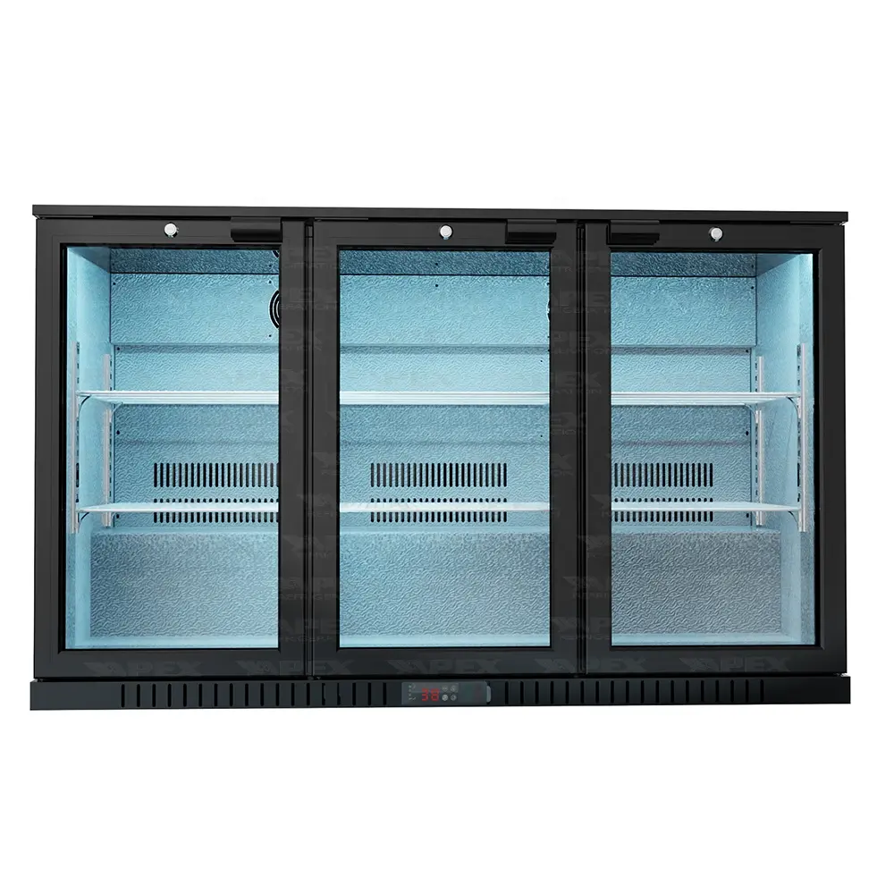 3つのヒンジ付きガラスドアを備えたAPEX商用ビールバー冷蔵庫
