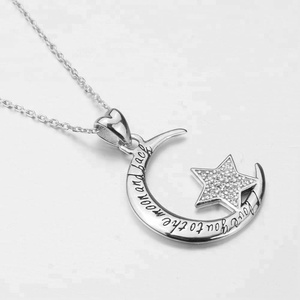 Custom made hand name sweater children choker moon CRYSTAL Bracelets Silver 925 necklace - Product Image 2