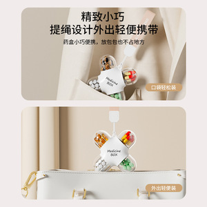 Portable Four Compartment Pillbox White Large Capacity Detachable Medicine Storage Case For Organizing Medications - Product Image 5