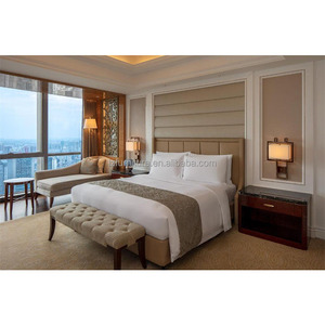 OEM Custom 3 Star Hotel <b>King</b> <b>Size</b> MDF Wood Grain Bed Frame with Bed <b>Sheets</b> Set And Panel Headboard Guest Room Bedroom Furniture - Product Image 4