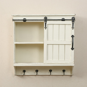 <b>Wall</b> Cabinet With Sliding Door Off White 2 Tier Punch Free <b>Wall</b> <b>Mounted</b> Storage Rack For Kitchen Living Room Hooks <b>Shelves</b> - Product Image 1