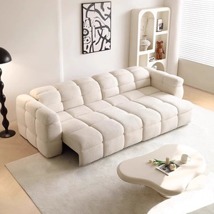 Marshmallow Texture Two In One Electric Recliner <b>Sofa</b> Cream Color Teddy Velvet Fabric Multi Functional Living Room Couch - Product Image 2