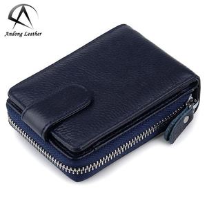 Cartera con Clip para Tarjetas Andong para Mujeres y Niñas, de Cuero Vacuno Genuino, con Protección RFID, Monedero con Cierre - Product Image 1