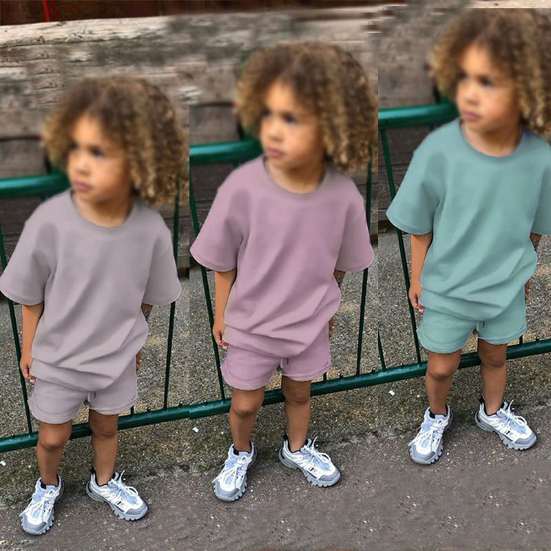 Wholesale Two Piece Kids Tales Clothes Set Cotton Short Sleeve Custom Boys Clothing Sets Summer 2022 