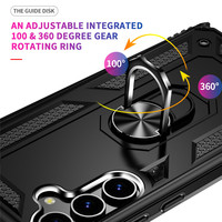 Coque Anti-Choc Pour Samsung Galaxy S24 Housse de Téléphone TPU PC Hybride avec Béquille Anneau Métallique pour Samsung S23 Plus S22 Ultra S21